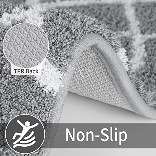 Yimobra Bathroom Rugs 24 x 17 Inch, Super Soft Thick Plush Bath Mat, Non-Slip, Water Absorbent, Easier to Dry, Machine-Washable, Microfiber Floor Carpet for Bathtub, Shower, Grey