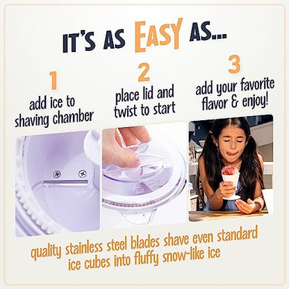 Nostalgia Snow Cone Shaved Ice Machine - Retro Table-Top Slushie Machine Makes 20 Icy Treats - Includes 2 Reusable Plastic Cups & Ice Scoop - White