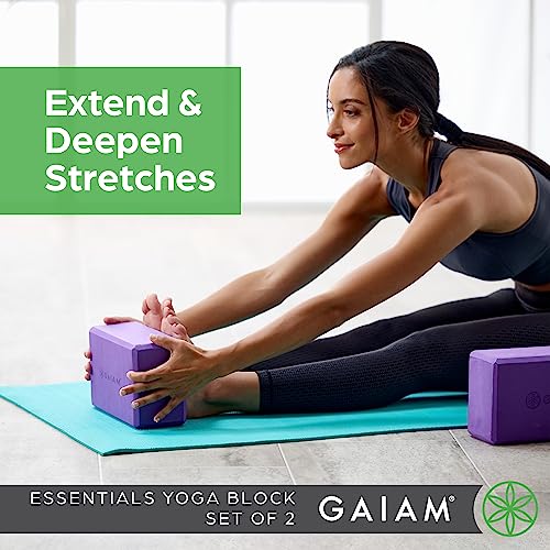 Gaiam Essentials Yoga Block (Set Of 2) - Supportive Latex-Free Eva Foam Soft Non-Slip Surface For Yoga, Pilates, Meditation, Grey