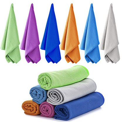 Ailawuu 6Pack Cooling Towels,Ice Towel for Neck and Face,Soft Breathable Chilly Towel,Microfiber Towel for Camping,Workout,Sports,Yoga,Golf,Gym,Fitness & More Activities