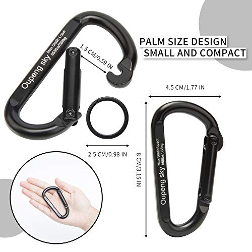 Carabiner Clip，855lbs，3" Heavy Duty Caribeaners for Hammocks,Camping Accessories,Hiking,Keychain,Outdoors and Gym etc,Spring Snap Hook Carabiners for Dog Leash,Harness and Key Ring,2 PCS,Black