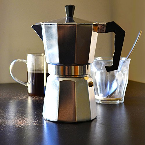 Primula Classic Stovetop Espresso and Coffee Maker, Moka Pot for Italian and Cuban Café Brewing, Greca Coffee Maker, Cafeteras, 9 Espresso Cups, Silver