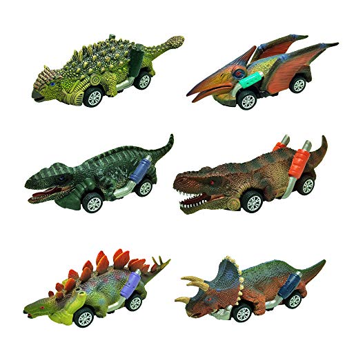 DINOBROS Dinosaur Toy Pull Back Cars,6 Pack Dino Toys for 3 Year Old Boys Girls and Toddlers,Boy Toys Age 3,4,5 and Up,Pull Back Toy Cars,Dinosaur Games with T-Rex