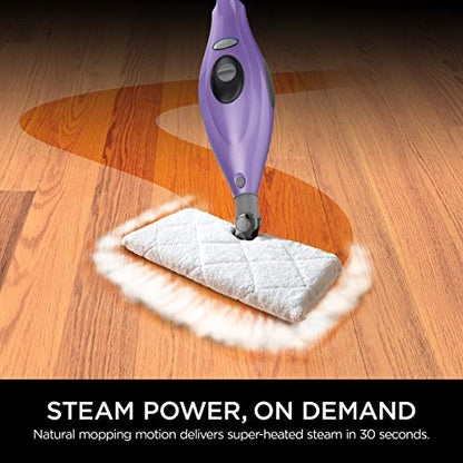 Shark S3501 Steam Pocket Mop Hard Floor Cleaner, With Rectangle Head and 2 Washable Pads, Easy Maneuvering, Quick Drying, Soft-Grip Handle and Powerful Steam, Purple