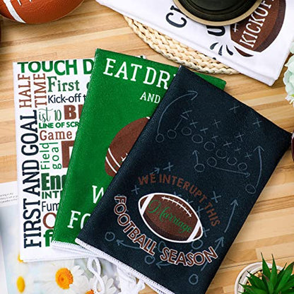 Mixweer Set of 4 Football Kitchen Decorative Towels Dish Towels Football Towel Sports Theme Dish Cloths Absorbent Hand Towels Tea Dish Washcloths for Cooking Baking Housewarming Gift 15.75 x 23.62 in