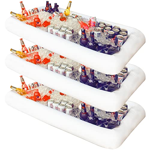 Novelty Place Inflatable Ice Serving Buffet Bar with Drain Plug - Salad Food Drinks Tray for Party Picnic Camping (Pack of 3)