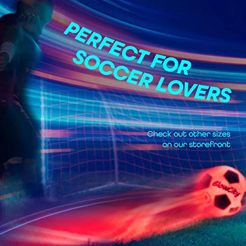 Glow in The Dark Soccer Ball- Light Up, Indoor or Outdoor Soccer Balls with 2 LED Lights and Pre-Installed Batteries - Gift Ideas for Teen Boys and Girls