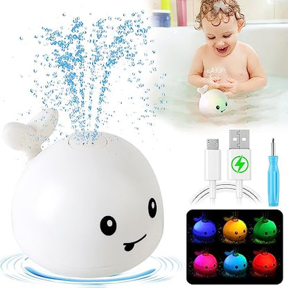 Gigilli Baby Bath Toys, Rechargeable Baby Toys Whale, Light Up Bath Toys, Sprinkler Bathtub Toys for Toddlers Infant Kids Boys Girls, Spray Water Bath Toy, Pool Bathroom Baby Toy