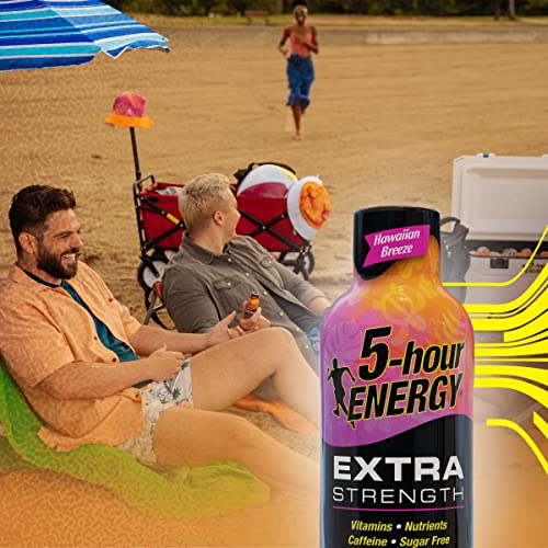 5-hour ENERGY Extra Strength Energy Shot | Hawaiian Breeze Flavor | 1.93 oz. | 24 Count | Sugar-Free & Zero Calories | B-Vitamins & Amino Acids | 230mg Caffeinated Energy Shot | Dietary Supplement