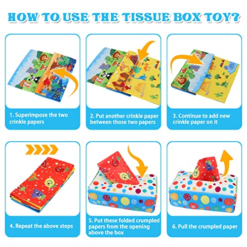 Aiduy Baby Toys 6 to 12 Months - Baby Tissue Box Toys Montessori Toys for Babies 6-12 Months - Soft Crinkle Infant Sensory Toys for 1 Year Old Early Learning Toys Baby Boys Girls Gifts