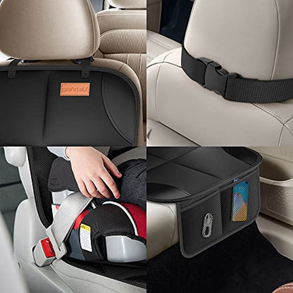 Car Seat Protector, Smart eLf 2Pack , Protect Child Seats with Thickest Padding and Non-Slip Backing Mesh Pockets for Baby and Pet