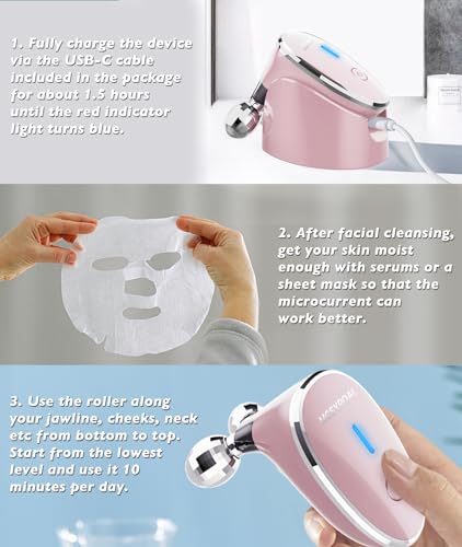 MCSYPOAL Microcurrent-Facial-Device, Microcurrent Face Lift Device, Face Roller for Wrinkles Removal, Face Massager for Skin Tightening, Microcurrent Multifunctional Facial Massager