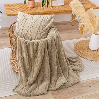 YUSOKI Sherpa Fleece Throw Blanket(Without Pillows)-3D Stylish Design Super Soft Fuzzy Cozy Warm Blanket Thick Plush Fluffy Furry Blankets for Women Couch Bed Sofa Chair Men Boys Gift(Tan,50"x65")