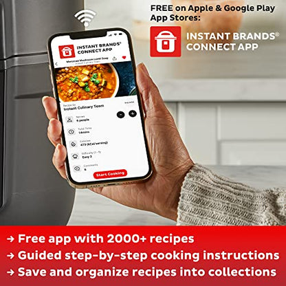 Instant Vortex Plus 6-Quart Air Fryer Oven, Quiet Cooking, From the Makers of Instant Pot with ClearCook Cooking Window, Digital Touchscreen, App with over 100 Recipes, Single Basket, Black