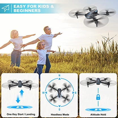 Drone with 1080P Camera for Adults and Kids, Foldable FPV Remote Control Quadcopter with Voice Control, Gestures Selfie, Altitude Hold, One Key Start, 3D Flips, 2 Batteries, Toys Gifts for Boys Girls