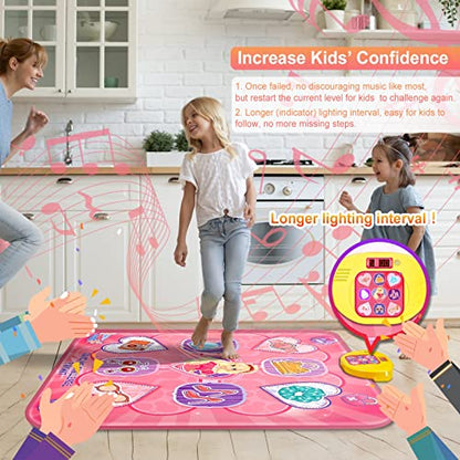 Dance Mat, Toy Gift for Kids Girls Boys Age 4 5 6 7 8 9, Electronic Dance Pad Game, Large Play Mat w/Rest Area, 13 Levels, No Discouraging Sound, Anti-Slippery (39.4'' x 34.3'')