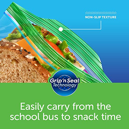 Ziploc Sandwich and Snack Bags for On the Go Freshness, Grip 'n Seal Technology for Easier Grip, Open, and Close, 90 Count