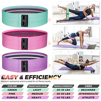 Renoj Resistance Bands for Working Out, Exercise Bands Workout, 3 Booty Bands for Women Legs and Glutes, Pilates Flexbands, Yoga Starter Set