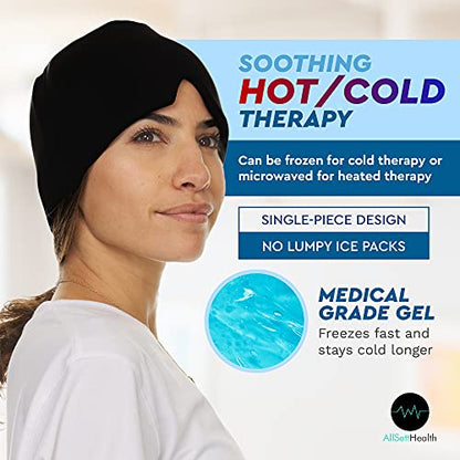 Migraine Relief Cap Ice Head Wrap Headache and Migraine Hat | Headache Relief with Hot/Cold Gel Head Ice Pack with Face and Eye Headache Mask Compress