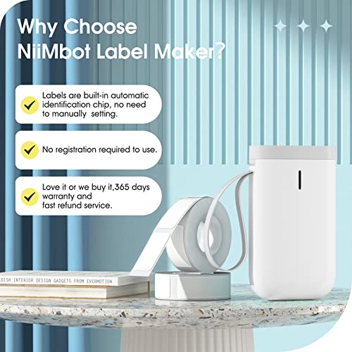 NIIMBOT Label Maker Machine D11 Label Printer Tape Included Portable Wireless Connection Multiple Templates Available for Phone Pad Easy to Use Office Home Organization USB Rechargeable