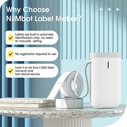 NIIMBOT Label Maker Machine D11 Label Printer Tape Included Portable Wireless Connection Multiple Templates Available for Phone Pad Easy to Use Office Home Organization USB Rechargeable