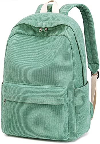 BTOOP School Backpack for Teens Large Corduroy Bookbag Lightweight Girls Boys Casual High School College 17 inch Laptop Travel Bag (Green, 17 inch)