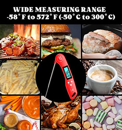 DOQAUS Digital Meat Thermometer, Instant Read Food Thermometer for Cooking, Kitchen Thermometer Probe with Backlit & Reversible Display, Cooking Thermometer Temperature for Turkey Grill BBQ Candy