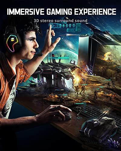 Gaming Headset for Xbox One Series X/S PS4 PS5 PC Switch, Noise Canceling Headphones with Microphone, 3.5mm Audio Jack, Auto-Adjust Headband