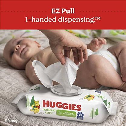 Huggies Natural Care Sensitive Baby Wipes, Unscented, Hypoallergenic, 99% Purified Water, 12 Flip-Top Packs (768 Wipes Total)