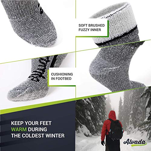 Alvada Merino Wool Hiking Socks Thermal Warm Crew Winter Boot Sock For Men Women 3 Pairs ML