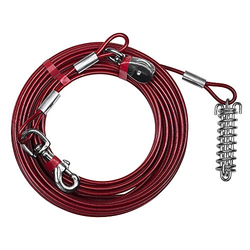 BV Pet Tie Out Cable for Dogs Up to 90/125/ 250 Pounds, 25/30 Feet (125lbs/ 60ft/ Trolley)