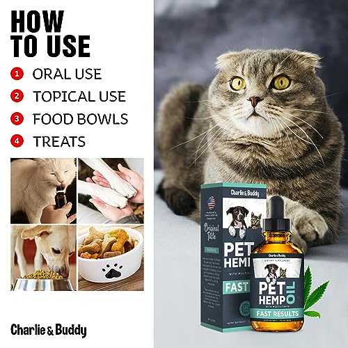 Charlie & Buddy Hеmp Оil Dogs Cats - Helps Pets with Аnxiеty, Pаin, Strеss, Slееp, Аrthritis, Sеizures Rеlief - Нiр Jоint Hеalth - Cаlming Trеats