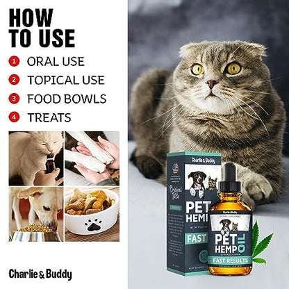 Charlie & Buddy Hеmp Оil Dogs Cats - Helps Pets with Аnxiеty, Pаin, Strеss, Slееp, Аrthritis, Sеizures Rеlief - Нiр Jоint Hеalth - Cаlming Trеats