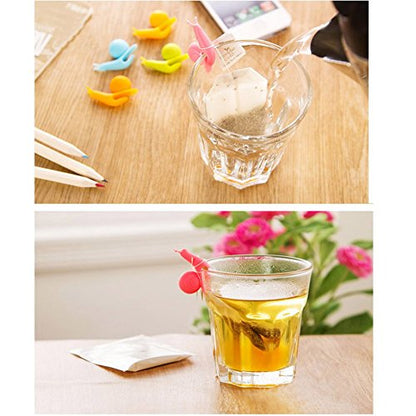 10pcs Cute Snail Shape Silicone Tea Bag Holder Cup Mug Candy Colors Gift Set