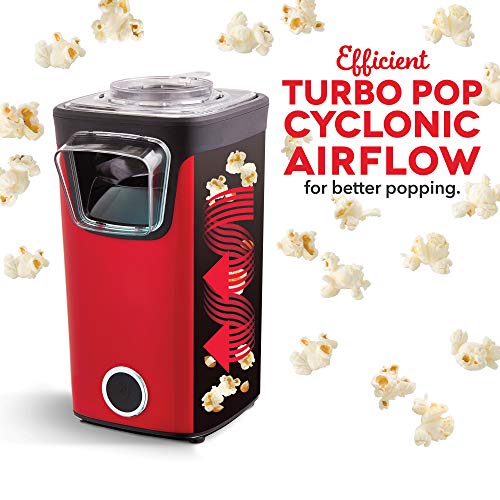 DASH Turbo POP Popcorn Maker with Measuring Cup to Portion Popping Corn Kernels + Melt Butter, 8 Cup Popcorn Machine - Red