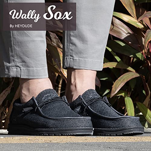 Hey Dude Men's Wally Sox Micro Total Black Size 12 | Men’s Shoes | Men's Lace Up Loafers | Comfortable & Light-Weight