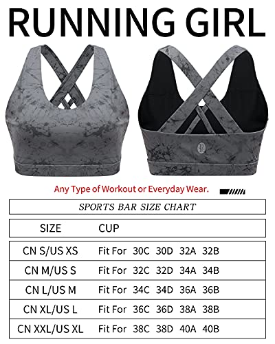 RUNNING GIRL Sports Bra for Women, Criss-Cross Back Padded Strappy Sports Bras Medium Support Yoga Bra with Removable Cups (2353D-Slate Gray, XS)