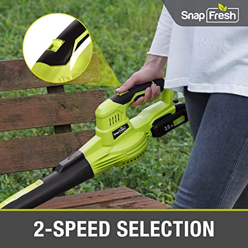 SnapFresh 20V Leaf Blower Cordless with Battery & Charger, Electric Leaf Blower for Lawn Care, Battery Powered Leaf Blower Lightweight for Leaf/Snow/Dust Blowing