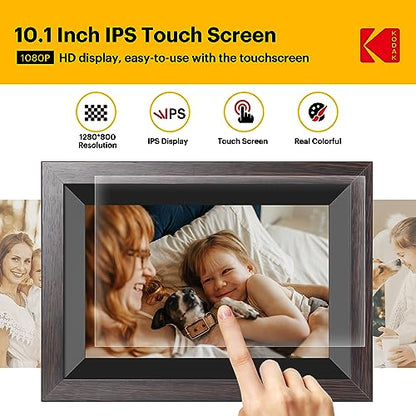 KODAK Digital Picture Frame, 32G10.1 Inch WiFi Digital Photo Frame 1280x800 HD IPS Touch Screen, Auto-Rotate, Share Photos and Videos via KODAK App, Gifts for Friends and Family