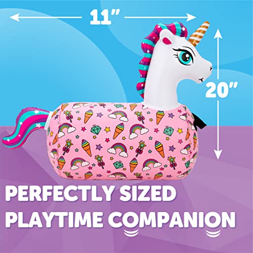 WADDLE Hip Hopper Inflatable Hopping Animal Bouncer Unicorn, Ages 2 and Up, Supports Up to 85 Pounds