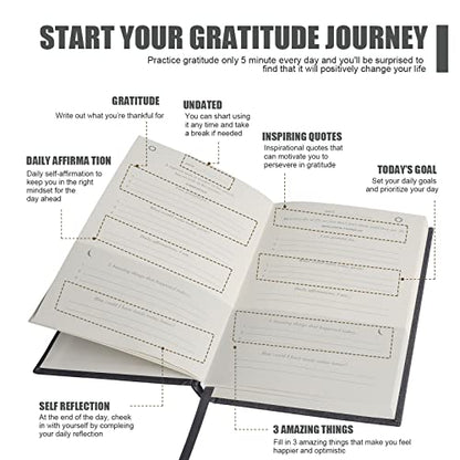 Gratitude Journal Daily Affirmations with Simple Guided Format-Undated Life Planner,Five Minute Guide Daily Planner,For You More Happiness,Positivity, Affirmation,Mindfulness&Self Care(Grey)