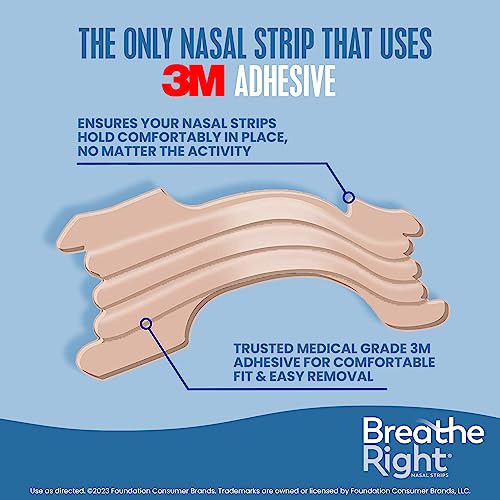Breathe Right Nasal Strips, Extra Strength, Tan Nasal Strips, Help Stop Snoring, Drug-Free Snoring Solution & Instant Nasal Congestion Relief Caused by Colds & Allergies, 44Ct (Packaging My Vary)