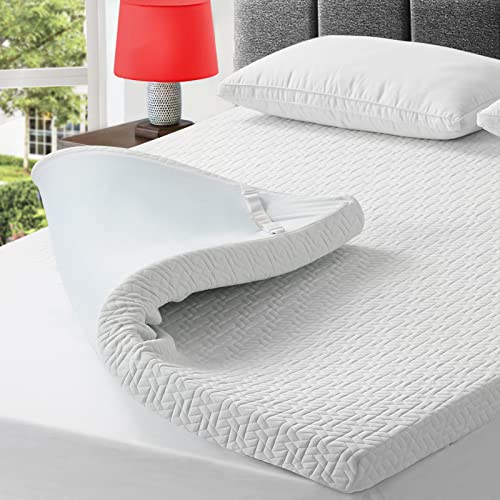3 Inch Gel Memory Foam Mattress Topper Queen Size, Cooling Mattress Pad Cover for Back Pain, Bed Topper with Removable Bamboo Cover，Soft & Breathable