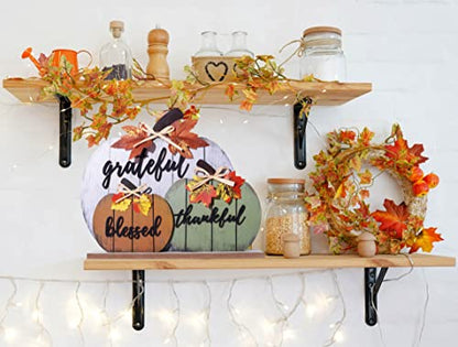 CYNOSA Fall Decorations for Home Blessed Grateful Thankful Sign Fall Decor Thanksgiving Decorations Wooden Pumpkin Tabletop Signs for Home Thanksgiving Farmhouse Living Room Harvest