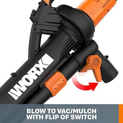 WORX WG509 12 Amp TRIVAC 3-in-1 Electric Leaf Blower with All Metal Mulching System