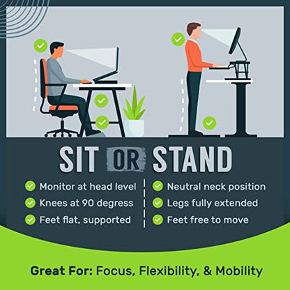 TechOrbits Standing Desk Converter - 32 Inch Adjustable Sit to Stand Up Desk Workstation, Particle Board, Dual Monitor Desk Riser with Keyboard Tray, Desktop Riser for Home Office Laptop, Black 32"