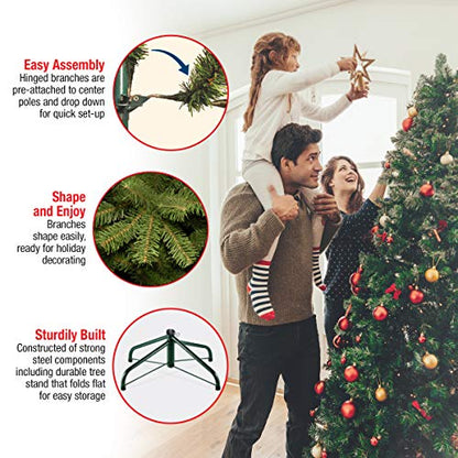 National Tree Company Pre-Lit Artificial Full Christmas Tree, Green, Dunhill Fir, White Lights, Includes Stand, 6 Feet