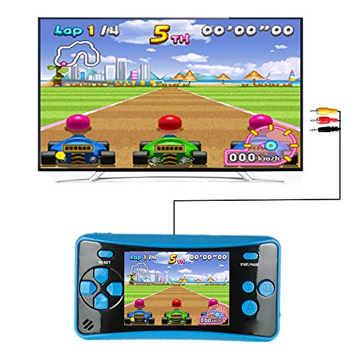 Portable Handheld Games for Kids 2.5" LCD Screen Game TV Output Arcade Gaming Player System Built in 182 Classic Retro Video Games Birthday for Your Boys Girls (Blue)