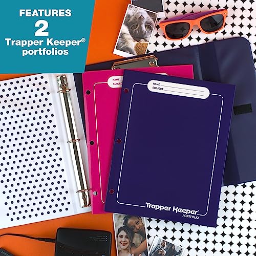 Trapper Keeper Binder, Retro Design, 1 Inch Binder, 2 Folders and Extra Pocket, Metal Rings and Spring Clip, Secure Storage, Animal, Mead School Supplies (260038CP1-ECM)