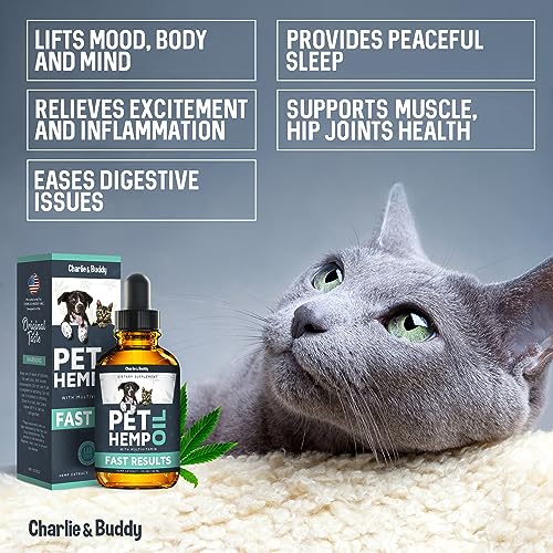 Charlie & Buddy Hеmp Оil Dogs Cats - Helps Pets with Аnxiеty, Pаin, Strеss, Slееp, Аrthritis, Sеizures Rеlief - Нiр Jоint Hеalth - Cаlming Trеats